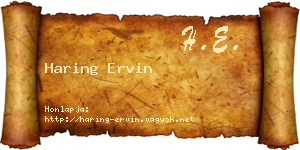 Haring Ervin névjegykártya
